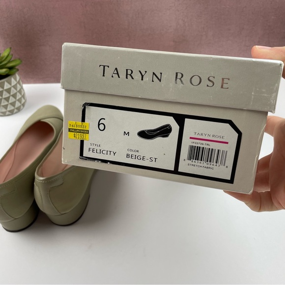 Taryn Rose Felicity Solid Beige Stretch Fabric Shoes Kitten Heels Women Size 6 - Picture 9 of 9